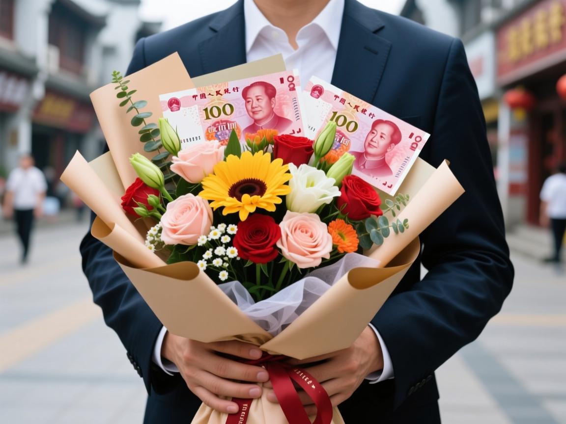 人民币鲜花手束，六安城里的新浪漫