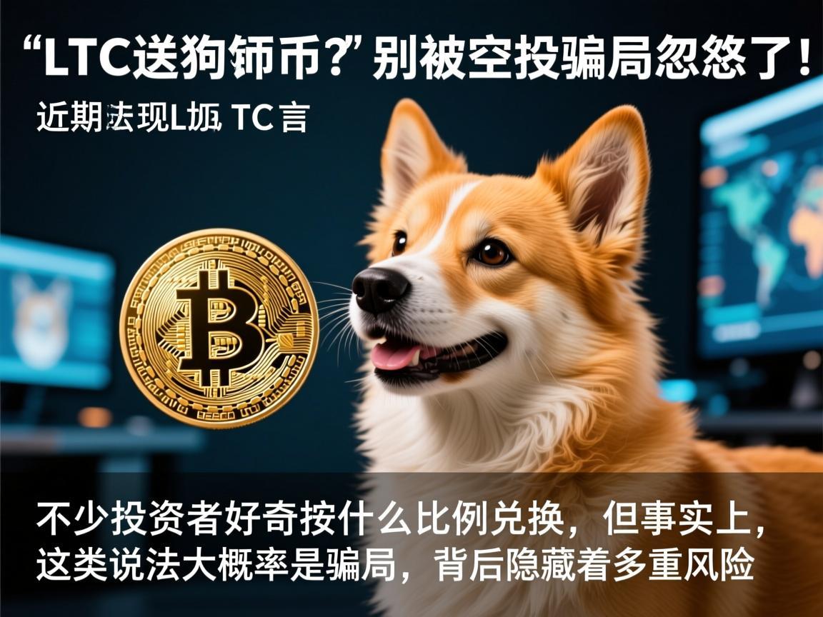 LTC送狗狗币 别被空投骗局忽悠了！近期，加密社区出现LTC送狗狗币的传言，不少投资者好奇按什么比例兑换，但事实上，这类说法大概率是骗局，背后隐藏着多重风险