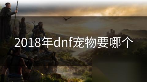2018年dnf宠物要哪个