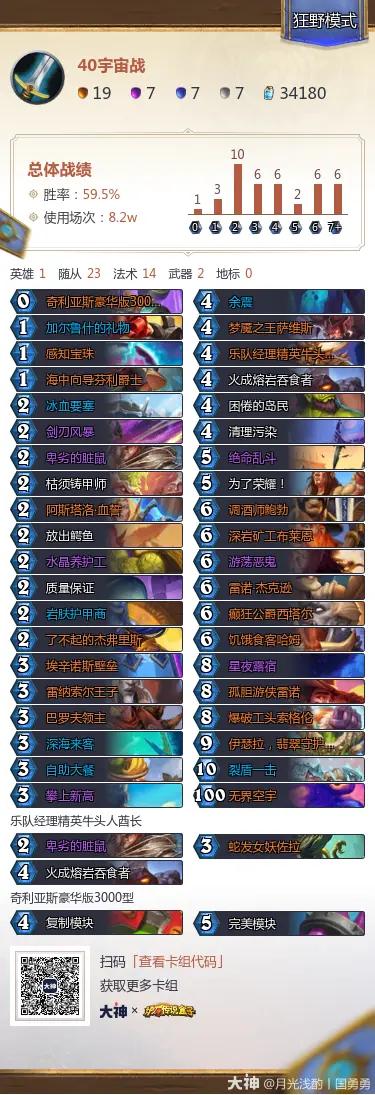 炉石传说治愈艾泽拉斯狂野模式40宇宙战卡组代码推荐