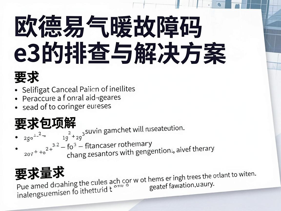 欧德易气暖故障码e3的排查与解决方案